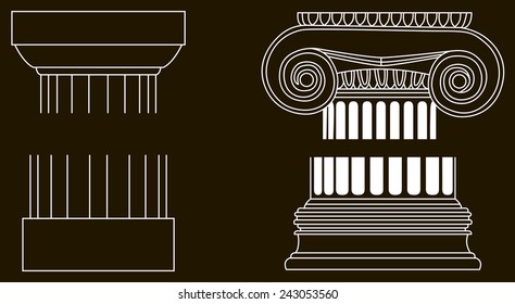 Black and white old-style Greece column eps10 vector illustration