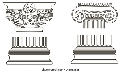 Black and white old-style Greece column eps10 vector illustration