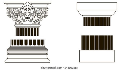 Black and white old-style Greece column eps10 vector illustration