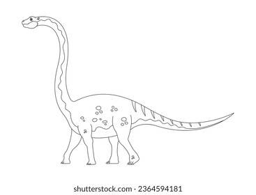 Black and White Omeisaurus Dinosaur Cartoon Character Vector. Coloring Page of a Omeisaurus Dinosaur