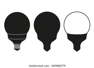 Black and white on and off light orb lamp set. Electricity themed vector illustration for icon, stamp, label, certificate, brochure, gift card, poster, coupon or banner background decoration