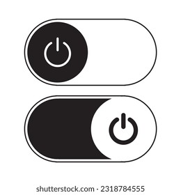 black and white On and Off Toggle Switch Buttons, with Modern Devices User Interface, vector icon Illustration Switcher.