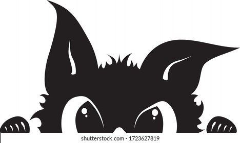 Black White On Prowl Peeping Tousled Stock Vector (Royalty Free ...