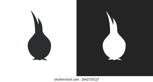vector del logotipo de la cebolla negra y blanca