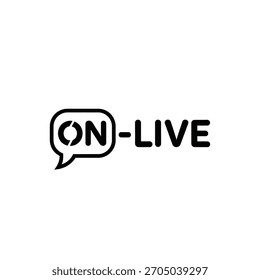 Logotipo de texto en vivo en blanco y negro dentro de una burbuja de discurso