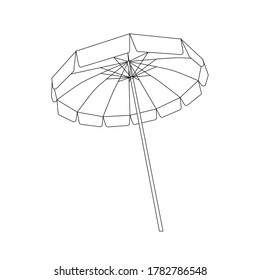 Black And White Open Beach Umbrella Outline. EPS10 Vector