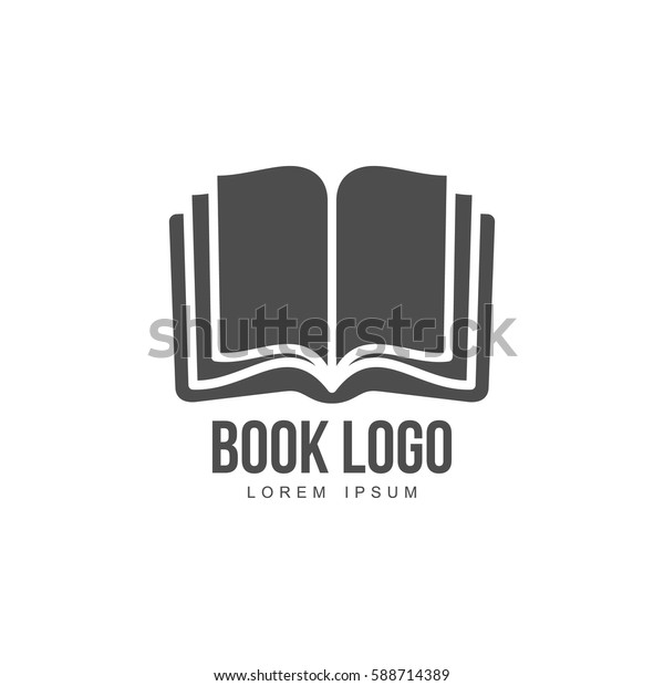 Black White Open Book Graphic Logo Stock Vector (Royalty Free) 588714389