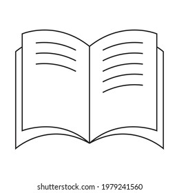 Black and white open book icon with text. Vector Illustration. EPS10
