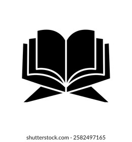 Black and white Open book icon illustration design,Islamic Ramadan icon