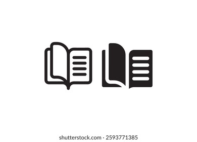 Black and white open book icons Vector