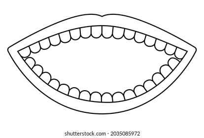 Black White Open Mouth Teeth Outline Stock Vector (Royalty Free ...