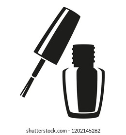 Black and white open nail polish silhouette. Hand hygiene solution. Beauty manicure themed vector illustration for icon, logo, stamp, label, sticker, badge, gift card, certificate or flayer decoration