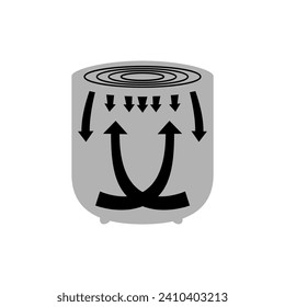Black and white operating diagram of the inside of an air fryer. Vector illustration. Manualinstructions for use.