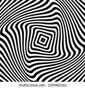 Black And White Optical Art Background. Global Colors Used. Vector Design Element.