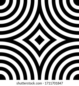 Black and white optical art. Vector background. Symmetrical shape.