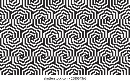 Black and White Optical Geometric Seamless for Printing on Fabric Ã?Â¢?? Abstract Background with Pattern in Swatches Panel 