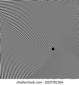 Ilusión óptica en blanco y negro. Patrón de rayas onduladas abstractas