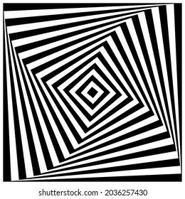 Black and white optical illusion. Abstract wavy stripes pattern