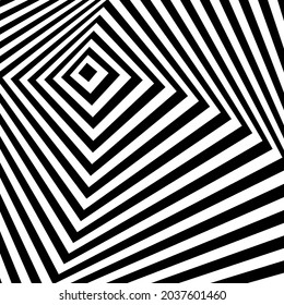 Black and white optical illusion. Abstract wavy stripes pattern
