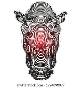 black and white optical illusion lines rhino "the badak" can use it for tattoo design, t-shirt printing or anything you want