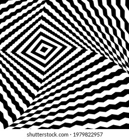ilusión óptica en blanco y negro con patrones de rhombus fondo creativo para el diseño