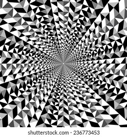 Black and white optical illusion triangle vector hypnotic background 