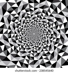 Black and white optical illusion triangle vector hypnotic background