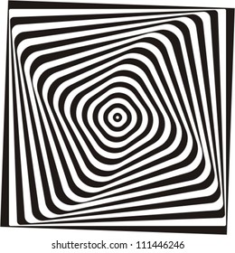 A black and white optical illusion. Vasarely optical effect.