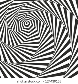 Black and white optical illusion. Vasarely optical effect.