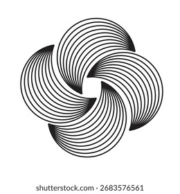 Vetor de Ilusão Óptica Preto e Branco | Logotipo da arte da linha do vórtice espiral hipnótico ou padrão de fundo abstrato