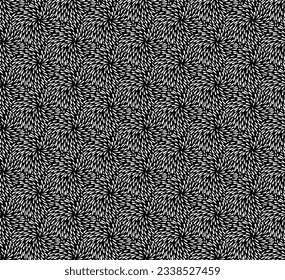 Black and white optical splash texture. Vector seamless pattern