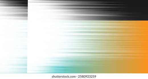 Black, White, Orange, Brown and Turquoise Bright Linear Striped Gradient Shapes, Motion Blurs: A Clean, Sleek and Dynamic Vertical Contrast, Abstract Creative Design with Horizontal Stripes, Lines
