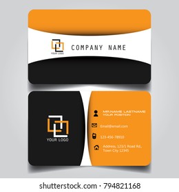 Black White and Orange creative modern name card and business card with horizontal standard sizer vector illustration template.