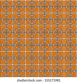 Black white and orange geometric lattice seamless pattern, vector