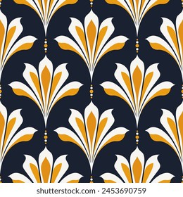 Patrón sin fisuras de Vector de lujo negro, blanco y naranja. Adorno, motivos tradicionales, étnicos, árabes, turcos, indios. Ideal para tela y textil, Fondo de pantalla, diseño de empaque o cualquier idea deseada.