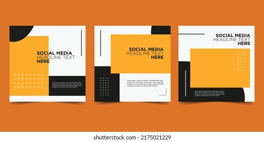 Black white orange minimalist social media post templates.