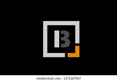 black white orange square letter B alphabet logo design icon for company. Suitable as a logotype for business