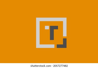 black white orange square letter T alphabet logo design icon for company. Suitable as a logotype for business