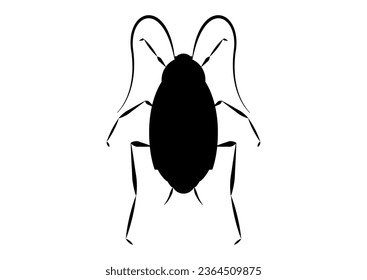 Black and White Oriental Cockroach Clipart Vector isolated on White Background