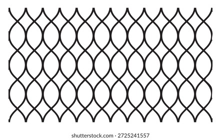 Patrón de parrilla oriental blanco y negro Ilustración vectorial de valla de malla de estilo árabe y retícula de escama de pescado