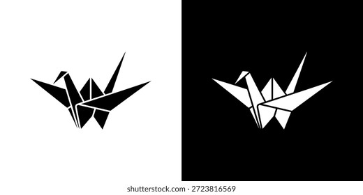Las grúas de origami en blanco y negro presentan un contraste llamativo y un diseño elegante.
