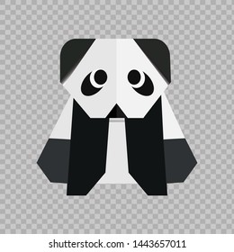 Black and white origami panda. Vector illustration 