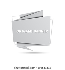 Black and white origami speech bubble background and place for message sign
