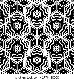 Plantilla de fondo geométrico original en blanco y negro con rectángulos, rayas y formas abstractas de estilo oriental. Gráfico vectorial.