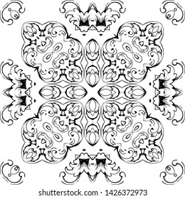 Black white ornament, graphic drawing. Pattern vintage style. Business concept. Festive greeting card. Abstract art background. Modern geometric pattern. Festive art backdrop. Creative vector element.