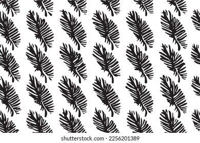 Patrón de hojas de ornamentos blancos y negros