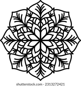 black and white ornament, mandala, mandala art, ilustration, vector, line art, doodle art

