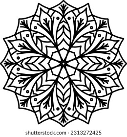 black and white ornament, mandala, mandala art, ilustration, vector, line art, doodle art
