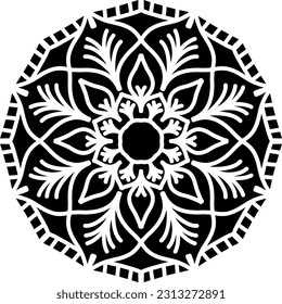 black and white ornament, mandala, mandala art, ilustration, vector, line art, doodle art
