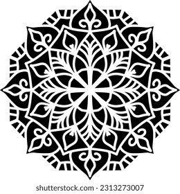 black and white ornament, mandala, mandala art, ilustration, vector, line art, doodle art
